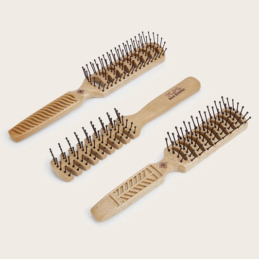 Fluffy Hair Brush Salon Hairdressing Comb Massage Ribs Hair Comb Scalp Barber Hair Styling Hair Comb Wood Handle Hollow Brush