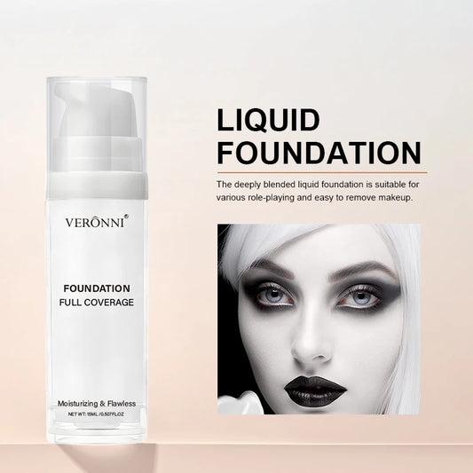 Full Coverage Matte White Liquid Foundation - Concealer & Foundation,Waterproof&Long-Lasting Creamy Formula for Cosplay Skincare
