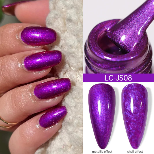 LILYCUTE 7ml Metallic Gel Nail Polish Chrome Effect Soak Off UV LED Glitter Gel Polish Semi Permanent UV Gel Nail Art Manicure