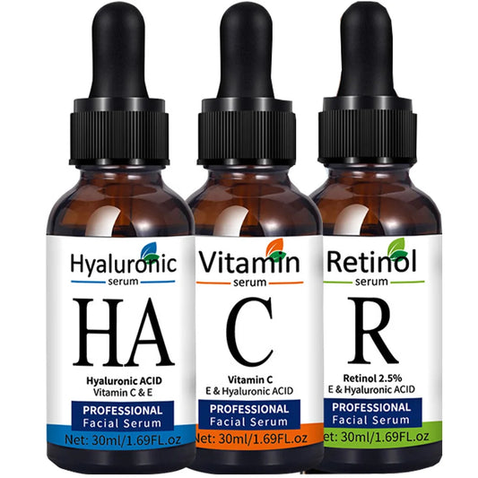 Facial Serums Skin Care Set Vitamin C Hyaluronic Acid Retinol Serum for Face Firms Tightens Serum Brightening Hydrating Face Se