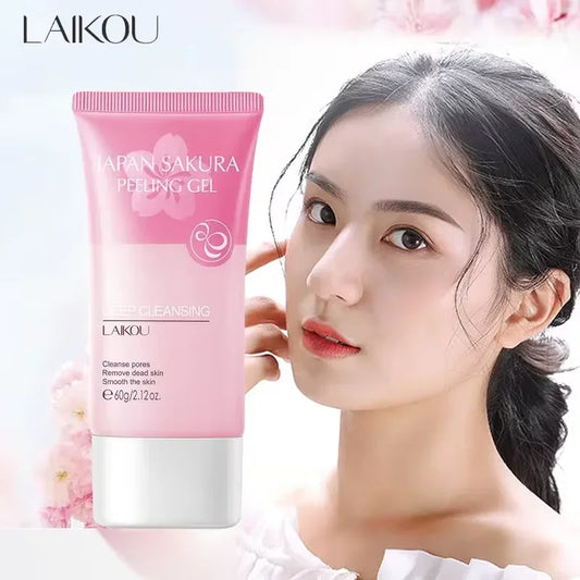 Laikou Sakura Exfoliating Gel Face Body Scrub Deep Cleansing Pores Hydrating Peel Gentle Skin Care Washable Exfoliator 60g