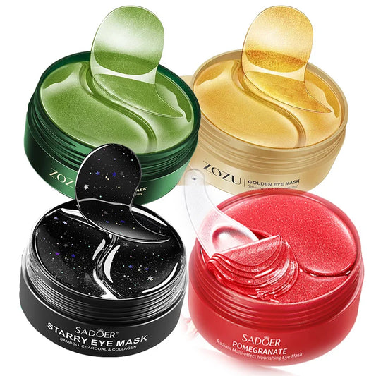 240pcs=120pairs Eye Patches Hyaluron Acid & Gold & Seaweed & Cucumber Hydrating Milk Moisturizing Crystal Collagen Gel Eye Mask