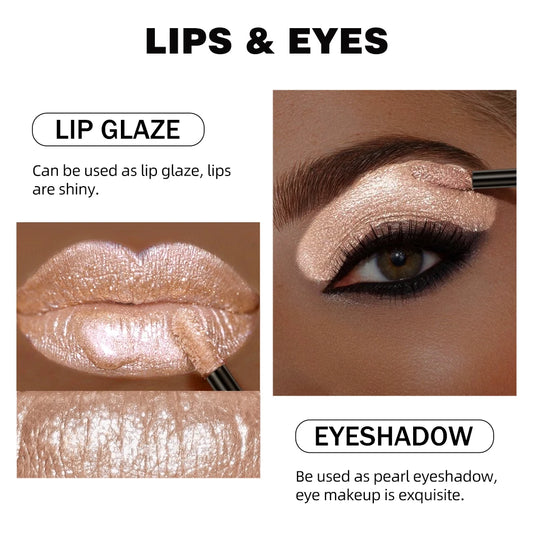 QIBEST Glitter Diamond Liquid Lipstick Waterproof Long Lasting Pearl Shiny Lip Gloss Metal Charming Women Lip Makeup 6 Colors