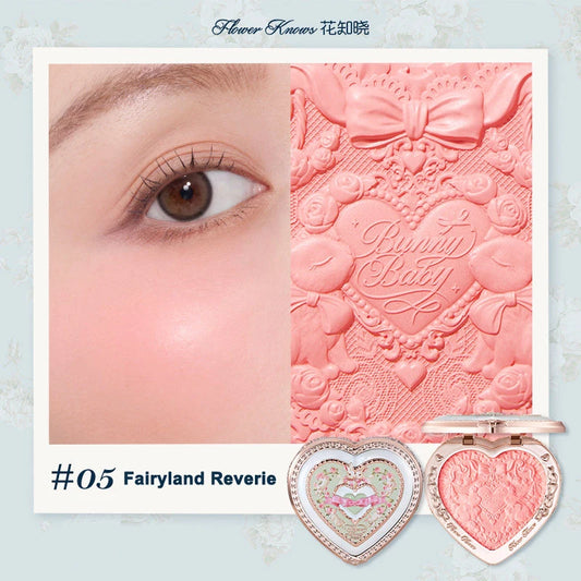 Flower Knows Bunny Garden Embossed Blush Soft Matte Long Lasting Natural Glow Waterproof Buildable Cheek Powder Vegan Makeup