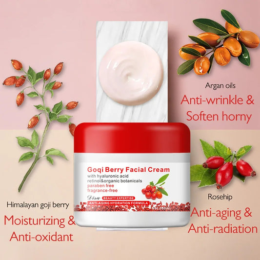 Wolfberry Face Cream Antioxidant&Skin Tone Improvement Face Cream Hyaluronic Acid Moisturizing&Anti Aging Firming Medlar Cream