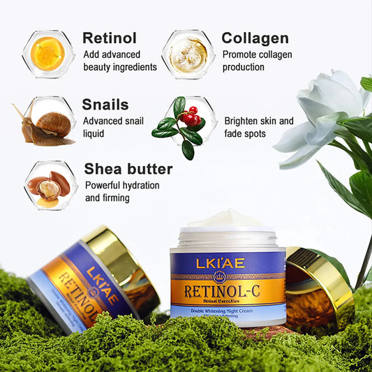 LKIAE Natural Snail and Retinol Day And Night Face Cream, Whitening, Reduce Fine Lines, Wrinkle, Brightening, Smooth Facial Skin