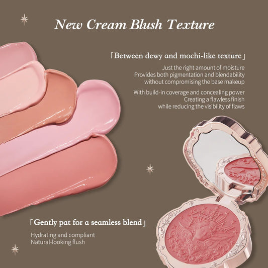 Flower Knows Little Angel Collection Cream Blush For Cheeks Natural Color,Hydrating Matte&Powder Finish,Vegan & Cruelty-Free
