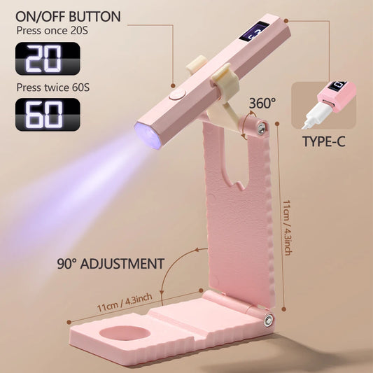 LINMANDA Nail Lamp with Stand Handheld UV Light with LCD Display Rechargeable Portable Mini Nail Dryer UV Lamp for Nails Art