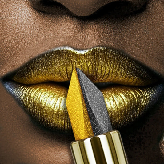 1PC Metallic Finish Lipstick Glitter Black&yellow Two Tone High Pigment Lip Tint Korean Makeup Hydrating Shine Cosmetic Gifts