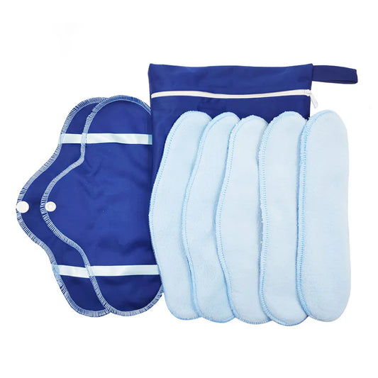AIO 8Pcs/ Set Reusable Washable Cloth Menstrual Pads Soft Panty Liners with Wet Bag Leak-proof Daily-Night Use Sanitary Napkins