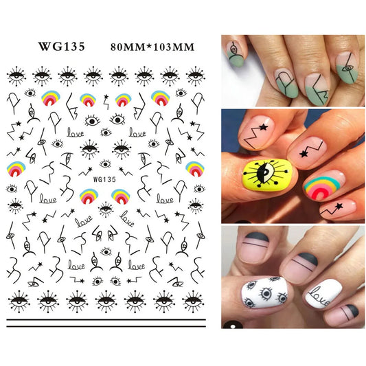 1 Sheet Evil Eye Nail Stickers for Nail Art 3D Design High-end Blue Eye Self-Adhesive Nail Slider Decals Manicure Decoration Eye
