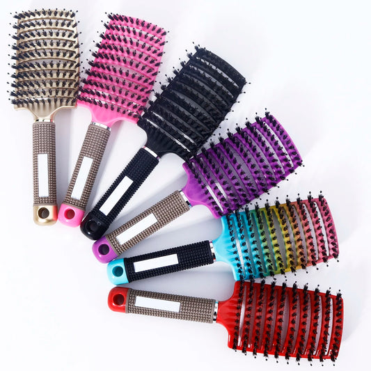 1pc Mane Big Bend Comb - Multiple Colors,Curved Ventilation Big Bend Comb with Anti slip Handle,Special for real hair wigs