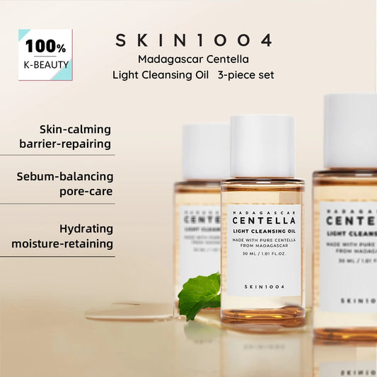 SKIN1004 Madagascar Centella Light Cleansing Oil 30ml*3,Lightweight Oil Texture,Refreshing,Korean Cosmetic,Korean Makeup