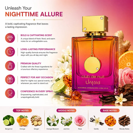 Club De Nuit Untold Eau De Parfum 105ml Luxury Men & Women Fragrance Long Lasting Sweet Warm Oriental Scent with Gift Box