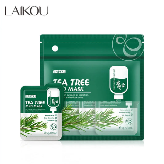 LAIKOU Tea Tree Clay Mask Face Mud Cream Mask Facial Cleansing Black Dots Blackheads Skin Care