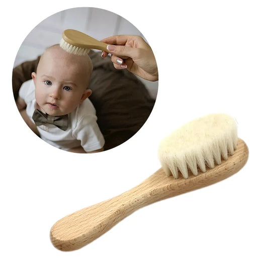 Hot Sales Safety Good Quality Natural Wool Beech Wooden Comb Kids Baby Hair Brush