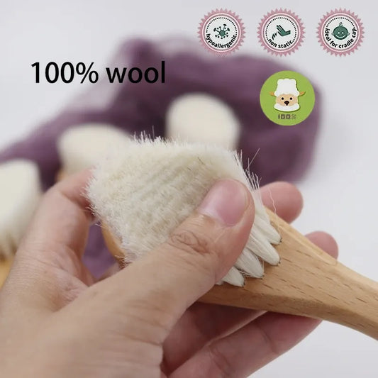 Hot Sales Safety Good Quality Natural Wool Beech Wooden Comb Kids Baby Hair Brush