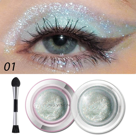 1pcs highlighter liquid eye shadow, waterproof, non-greasy, long-lasting highlight & smoky eye shadow with makeup brush,