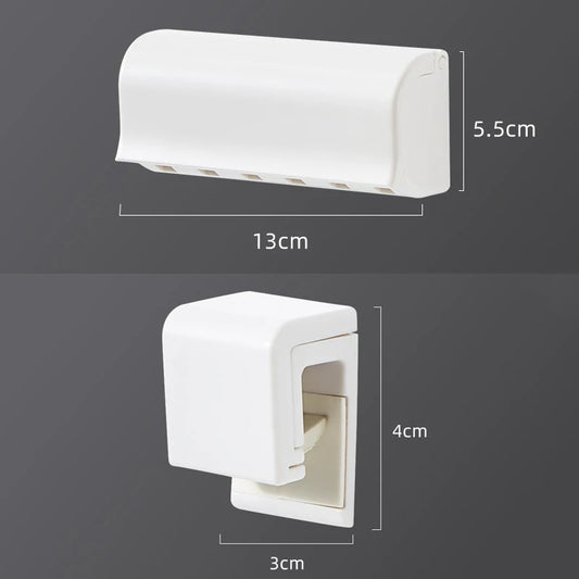Tooth Brush Holder Wall Mount Device for Dental Brush Punch-free Bathroom Multi-head Toothbrush Holder Removable Washable YSJ004