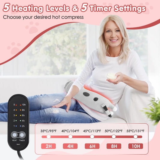 USB Powered Electric Heating Pad Period Heated Plush Cute Cat Throwing Pillow Lovely Cat Heating Pad for Period Cramps Menstrual