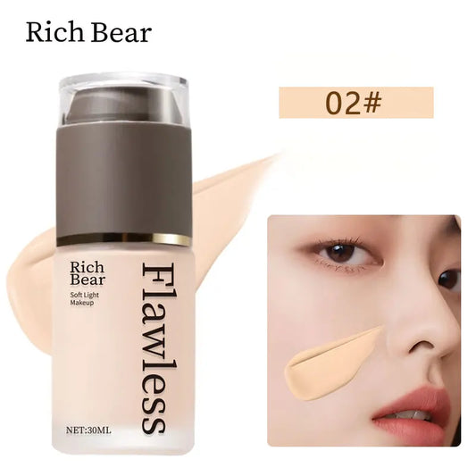 Soft Glow Longwear Foundation Natural Matte Finish Waterproof Concealing Cosmetic Holiday Gift for Women