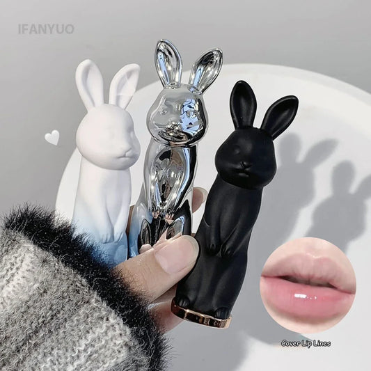 Black Rose Lip Balm Cute Rabbit Moisturizing Gloss Peach Transparent Lip Tint Not Dryness Lip Care Lipstick Makeup Base for Girl