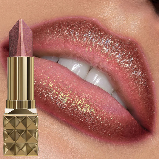 4 Color Glitter Two Tone Lipstick Matte Pearlescent Lip Tint,Shiny Metallic Lip Senior Lip Korean Makeup Gifts Lip Gloss Lip Oil