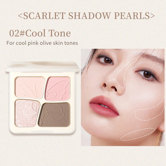 Contour Highlighter Palette, Long-Lasting And Durable, No Clumping, Easy To Mix, Natural And Soft Contours, Facial Shaping