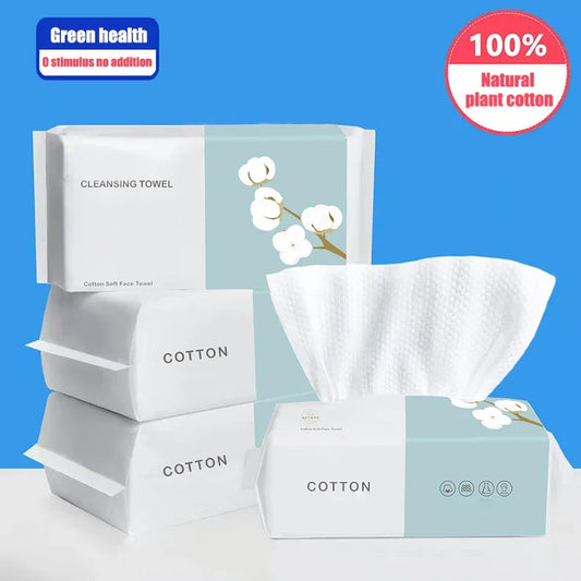 1 Pack of 100pcs Disposable Face Towels, Soft Makeup Remover Wipes, Travel Facial Cleansing Cotton Rounds, Dry & Wet Use