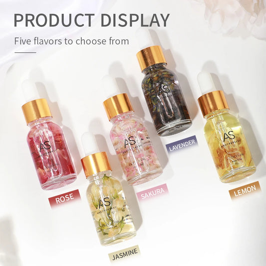 AS 15ML Dried Flower Cuticle Nutrient Oil Nourish Restore Damaged Nails Vitamin Nail Care Oil Soften Moisturizes Strength
