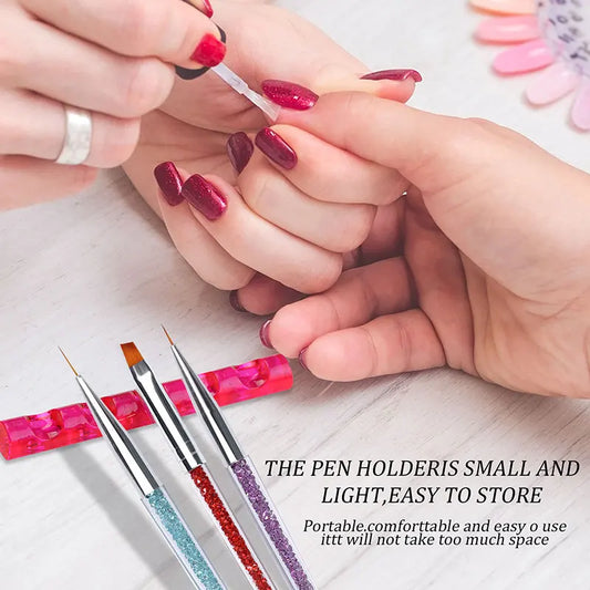5 Grids Nail Brush Rack Shelf Organizer Colorful Pen Rest Display Acrylic Stand Holder Showing Shelf Manicure Tools