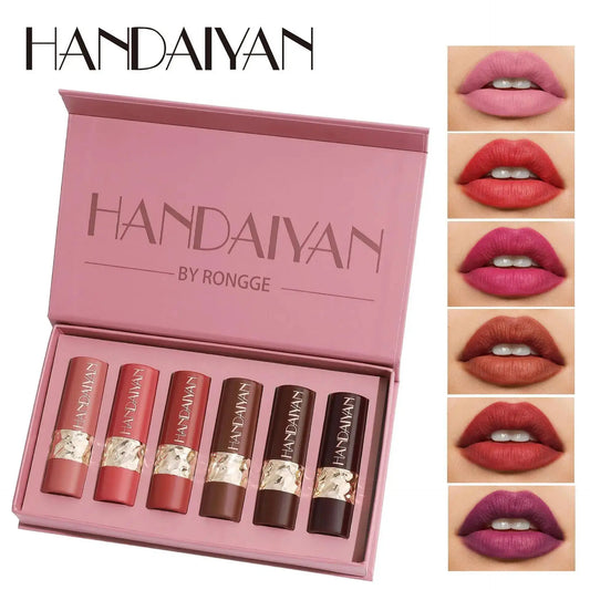 6PCS Velvet Matte Lipstick Set Highly Pigmented Long Lasting Non Drying Silky Smooth Lip Makeup Gift Box For Women