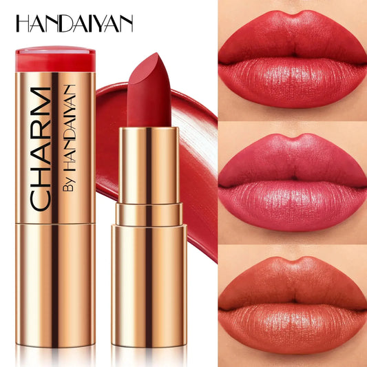 Long Lasting Moisturizing Velvet Lipstick Waterproof Non Stick Cup Creamy Nourish Cover Lip Line Glossy Golden Mud Formula