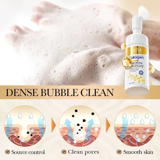 Sadoer Collagen Facial Cleanser Mousse Deep Cleansing Skincare Moisturizing Firming Face Wash Foam Cleanser Skin Care Products