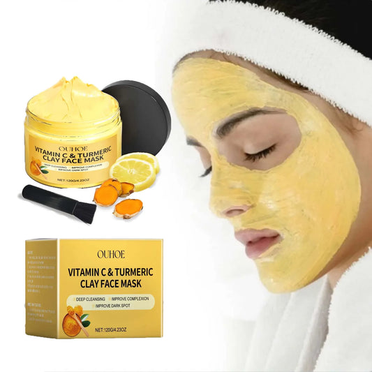 Vitamin C Turmeric Mud Mask Exfoliating Facial Mask Improve Pore Deep Cleansing Nourishing Hydrating Glowing Skin Care Clay Mask