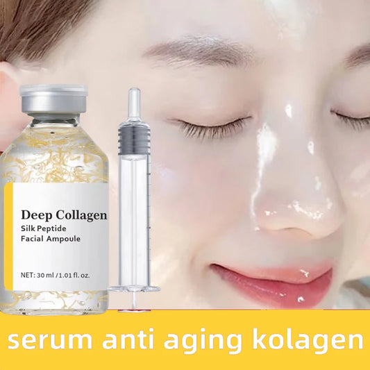 Anti-Aging Face Ampoule Collagen Silk Peptide Serum, Skin Tightening Lifting Boost Elasticity Fade Fine Lines Wrinkles Facial
