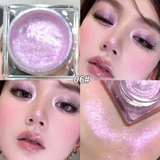 6-Color Shimmer Glitter Highlighter, Sparkle Dewy Liquid Highlighter for Face & Body, Portable Glow Makeup Cosmetics