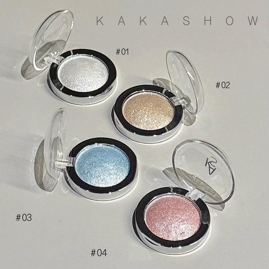 Kakashow Brightening Face Highlighter Palette Waterproof Monochrome Pearlescent White Silver Makeup High Gloss Face Repairing