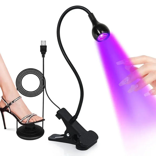 UV LED Lamp Nail Dryer Desktop Gel Polish Curing Adhesive Quick 5W Nail Drying Lamp with Adjustable Head Foot Pedal Switch