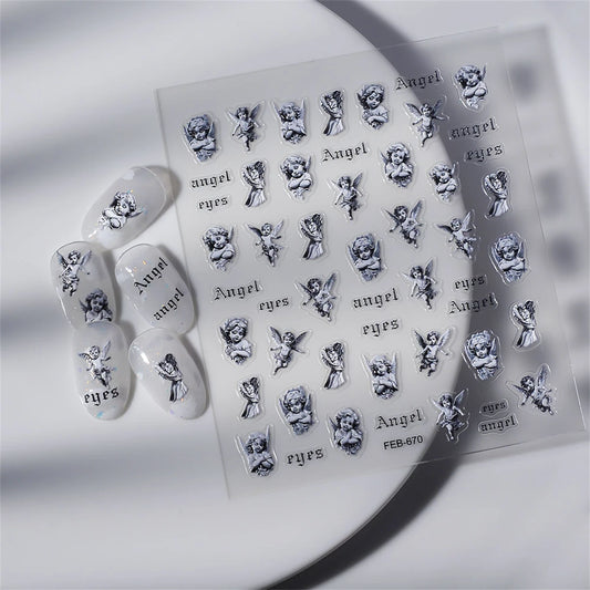 1pcs Fashion Cartoon Bear Rabbit Cat Design Nail Art Charms Stickers Kawaii Relief Nail Decorations Decals DIY Adhesive Sliders