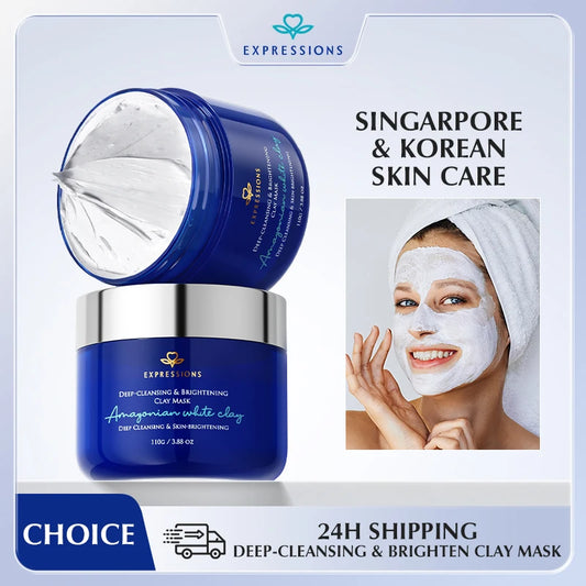 EXPRESSIONS Deep-Cleansing & Brightening Clay Mask - Cleansing, Pore Minimizing, Skin Radiance Boost, Oil Control, Moisturizing