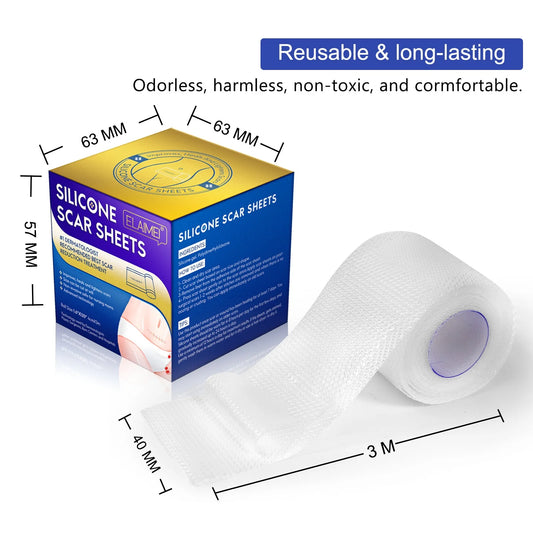 1 Roll=4cm X 3m Invisible Silicone Scar Sheets Self-Adhesive Scar Cover Tape Reusable and Effective Skin Care Strips