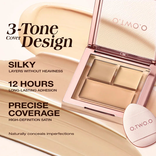 3Tone Flawless Concealer Palette High Coverage Long Lasting Cover Acne Dark Circles Brightening Skin Contour Cream