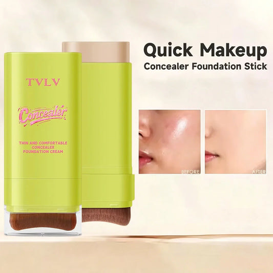Double Head Concealer Foundation Make-up Cream, Durable, Waterproof, Sweat Proof, With Brush, Foundation Make-up Stick