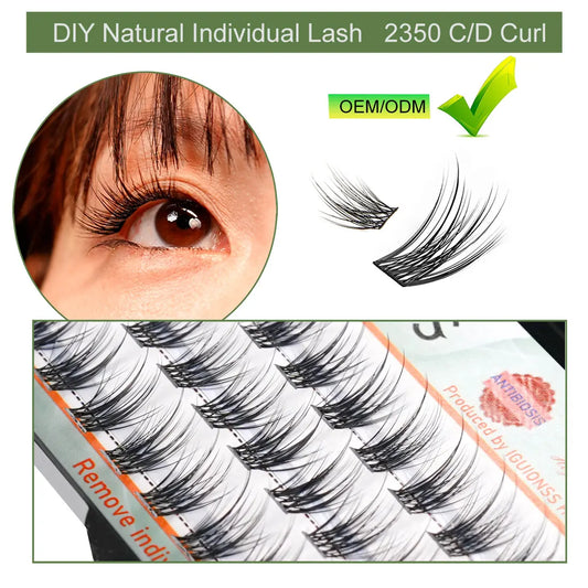 IGUIONSS Segmented False Eyelash Extension DIY Natural Individual Lash Makeup Tools Soft Easy to Operate Eyelashes