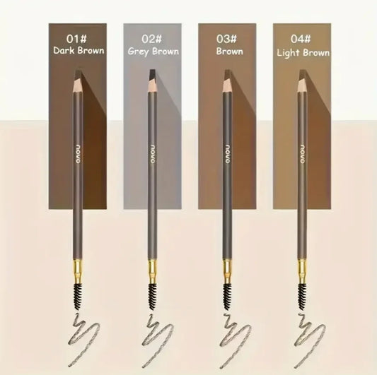 4 Pack Waterproof Eyebrow Pencils - Dual-Ended with Spoolie Brush | Smudge Proof Long Lasting Microblading for Tattooed Brows, S