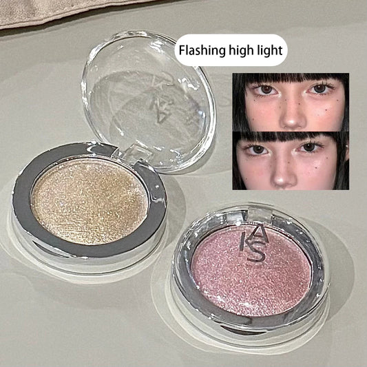 Kakashow Brightening Face Highlighter Palette Waterproof Monochrome Pearlescent White Silver Makeup High Gloss Face Repairing