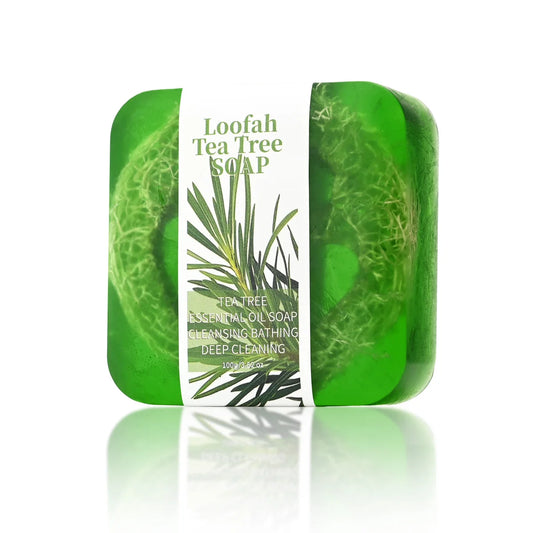 S+100g Tea Tree Loofah Soap Adult Glycerol Herbal Natural Silk Melon Moisturizing Whitening Facial Cleanser Body Bath Cleaning S