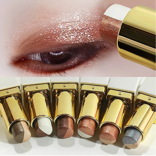 Double Color Eyeshadow Stick Glitter Highlight Shadow Stick Eye Makeup Waterproof Lasting Shimmer Metallic Eyeshadow Makeup