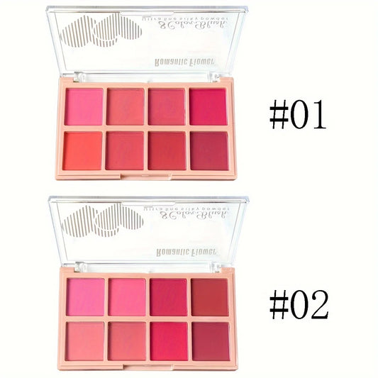 8-Color Blush Palette Waterproof Matte Natural Face Makeup Long-Lasting Cheek Blusher Contouring Highlighting Kit
